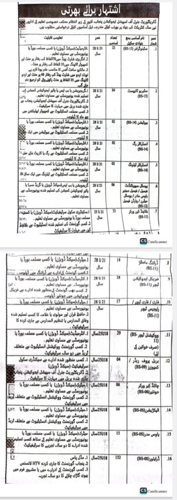 Official job advertisement for Special Education Department Jobs 2025. Multiple positions are available for qualified candidates in Punjab. Check eligibility criteria and apply through the official website before the last date!