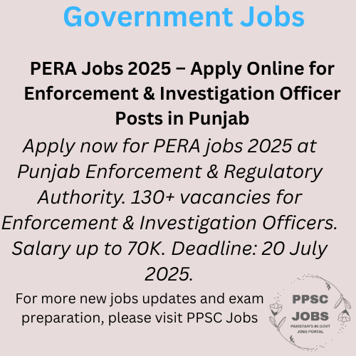 Punjab Enforcement & Regulatory Authority (PERA Jobs)