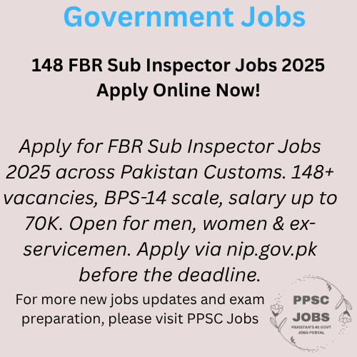 148 sub inspector jobs in FBR
